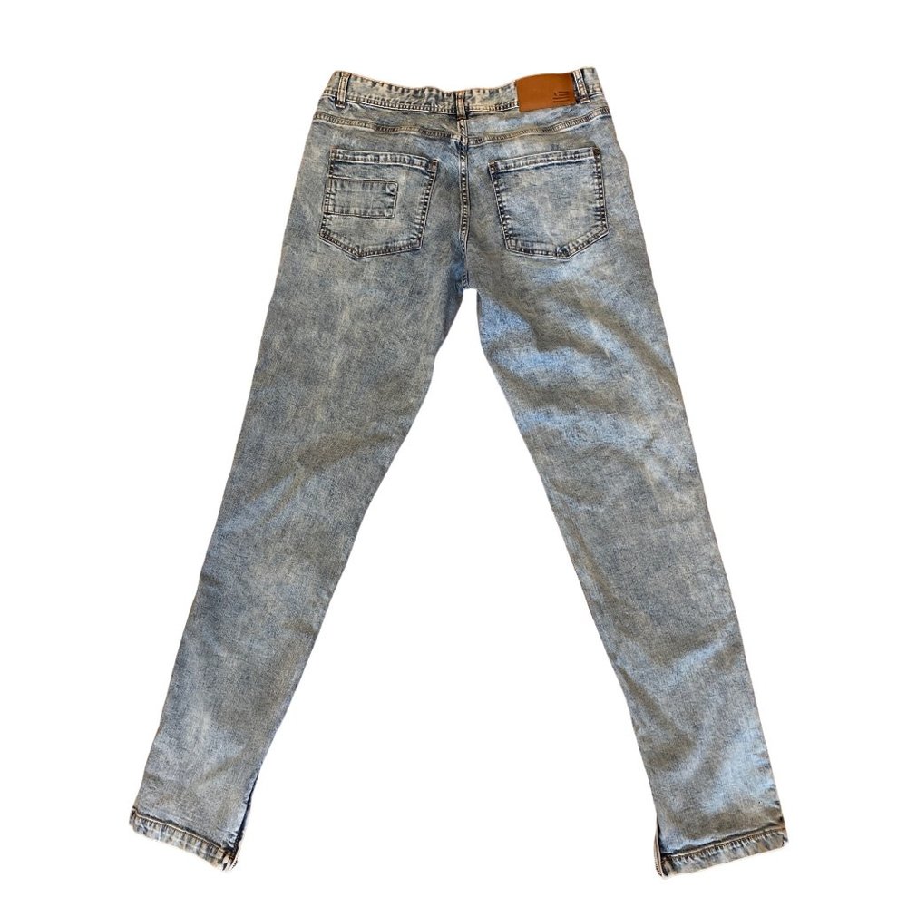 Hyper Denim Slim Fit Lightening Distressed Light Acid Wash Jeans Size 30 - Picture 6 of 9